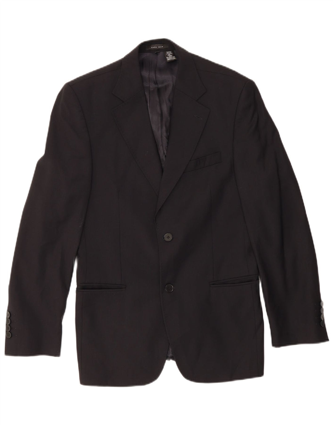 Zara Chaqueta tipo blazer de 2 botones para hombre EU 46 Small Lana azul marino