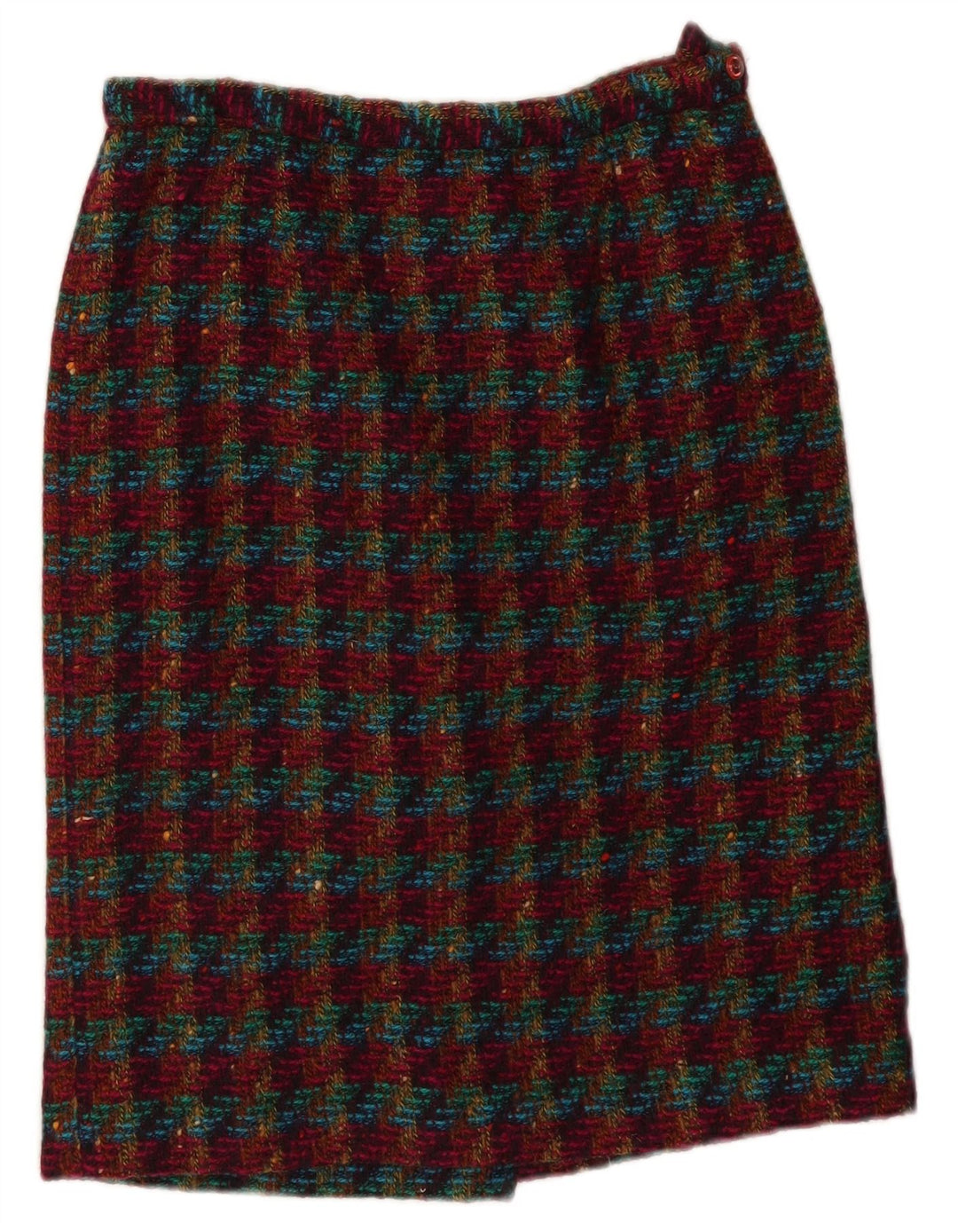 Falda lápiz vintage para mujer W30 Cuadros multicolores medianos
