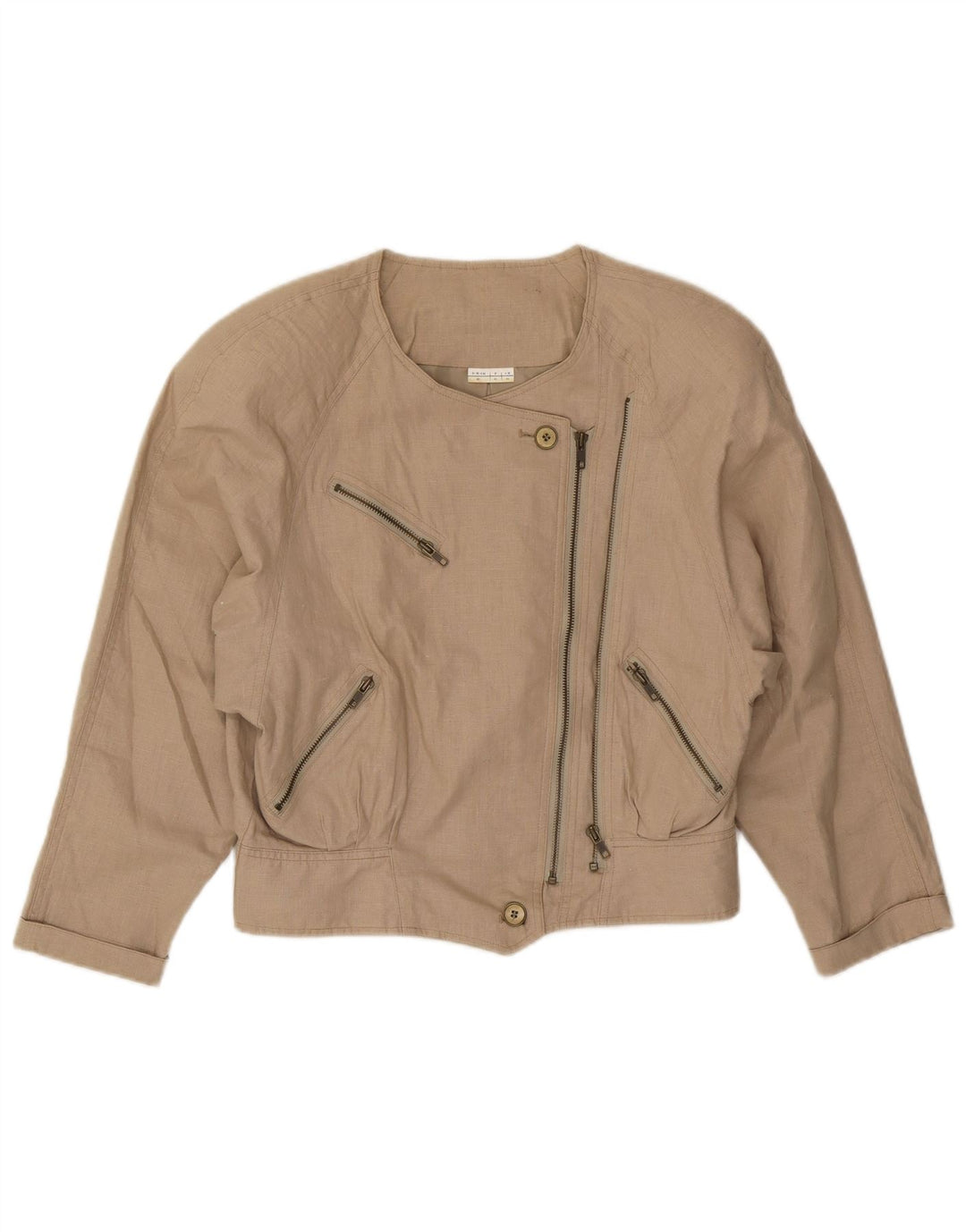 Chaqueta bomber vintage para mujer IT 44 Biker de lino beige medio