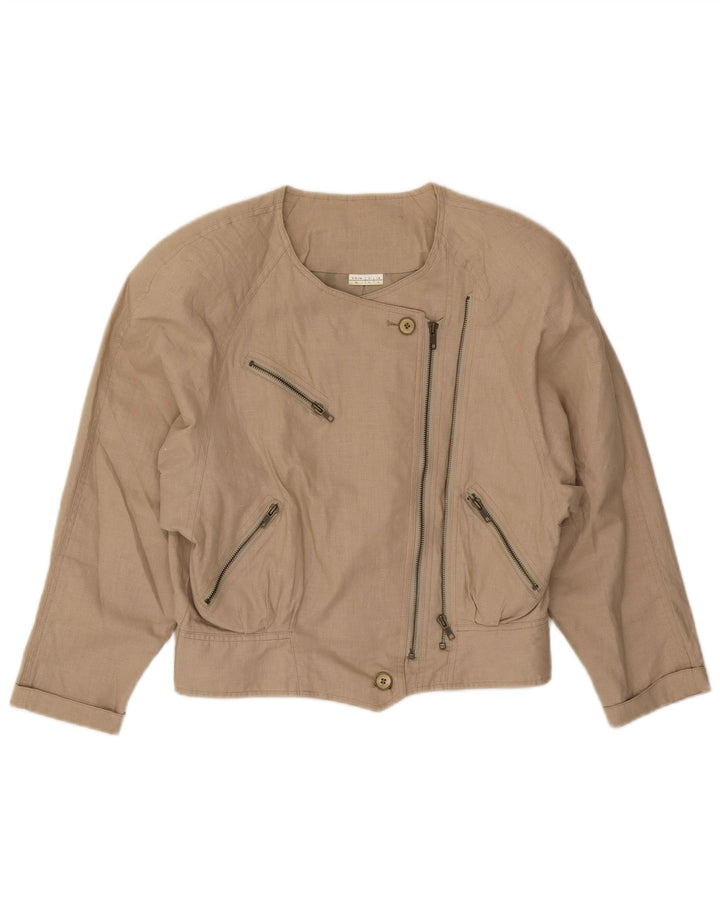Chaqueta bomber vintage para mujer IT 44 Biker de lino beige medio