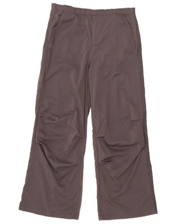 Zara Mujer Pantalones Anchos De Cintura Alta Grande W30 L30 Poliéster Gris