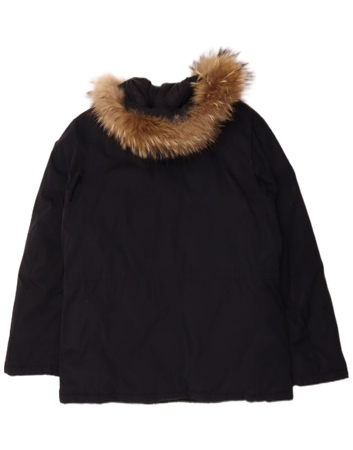 BLAUER Parka con capucha para hombre UK 42 XL Azul marino