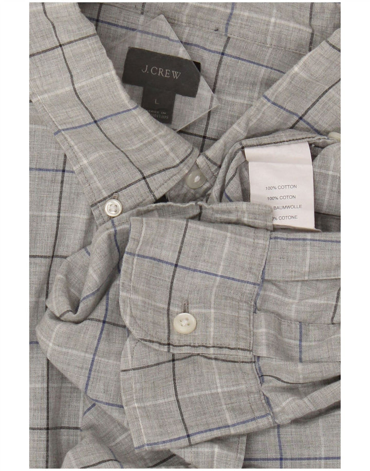 Camisa J. Crew para hombre de algodón a cuadros grises grandes