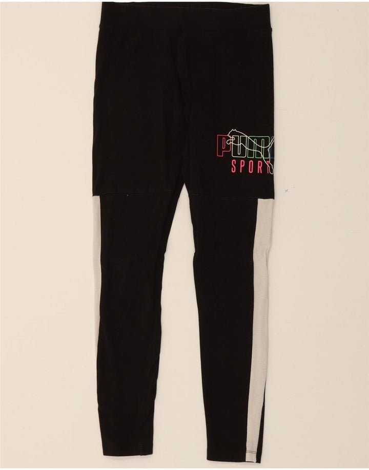 PUMA Womens Graphic Leggings UK 8 Small  Black Colourblock Vintage Puma and Second-Hand Puma from Messina Hembry 