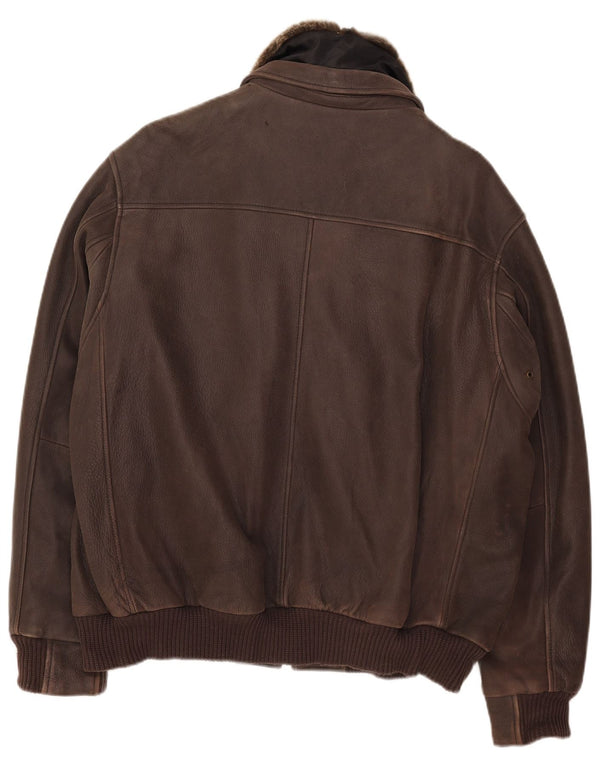 Oconi Chaqueta de cuero para hombre IT 54 2XL Cuero marrón