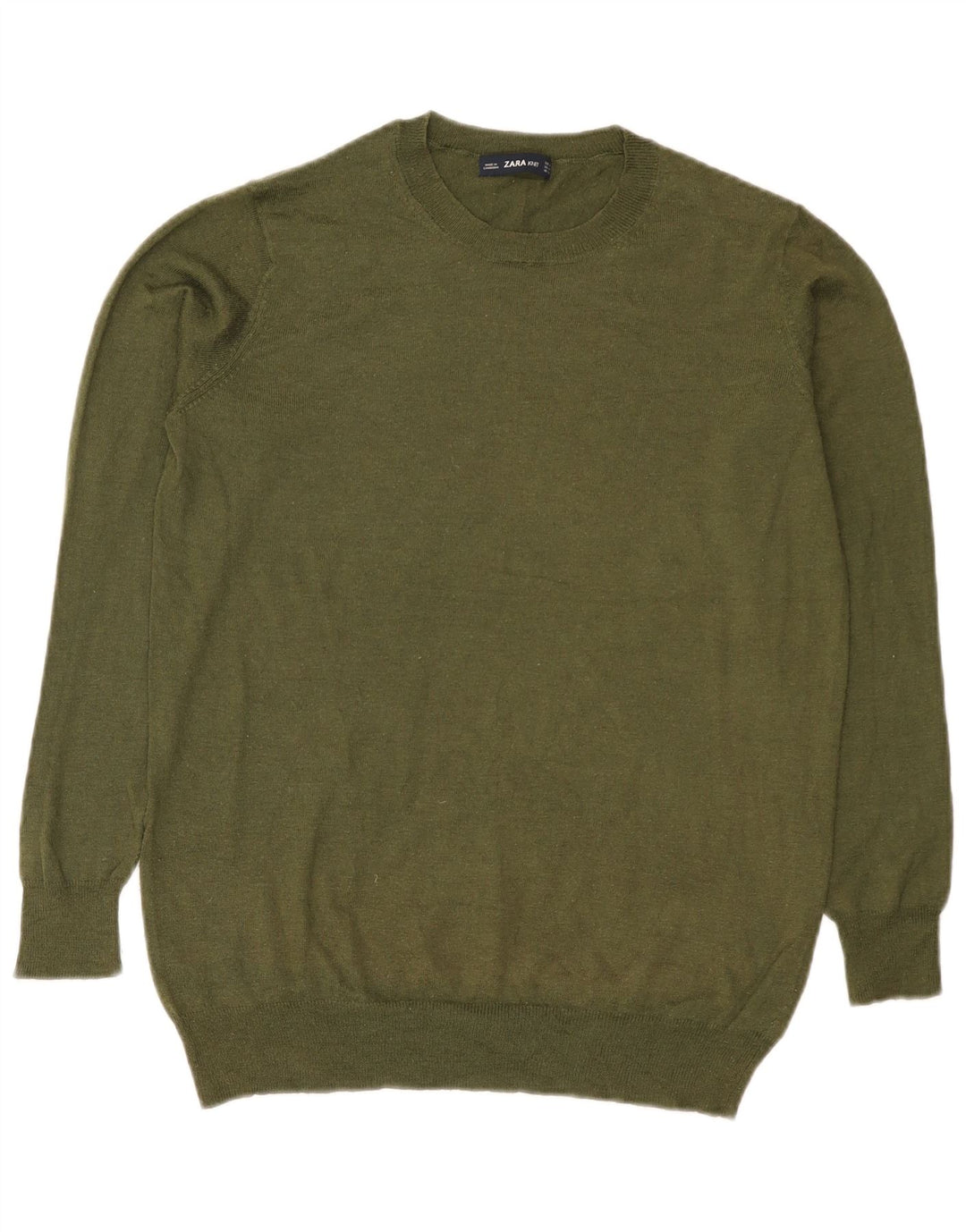 Zara Mujer Jersey De Cuello Redondo Suéter UK 14 Medio Caqui Poliéster