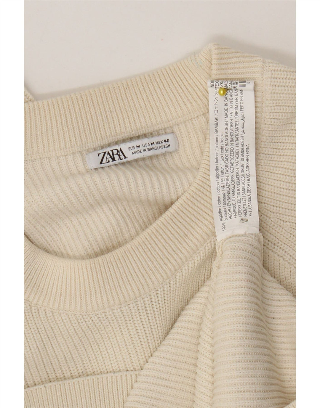 Zara Hombre Jersey Cuello Redondo Jersey Algodón Beige Medio