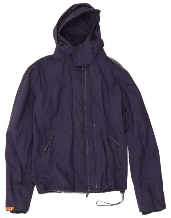 Superdry Chaqueta cortavientos con capucha para mujer UK 46 Large Nylon azul marino