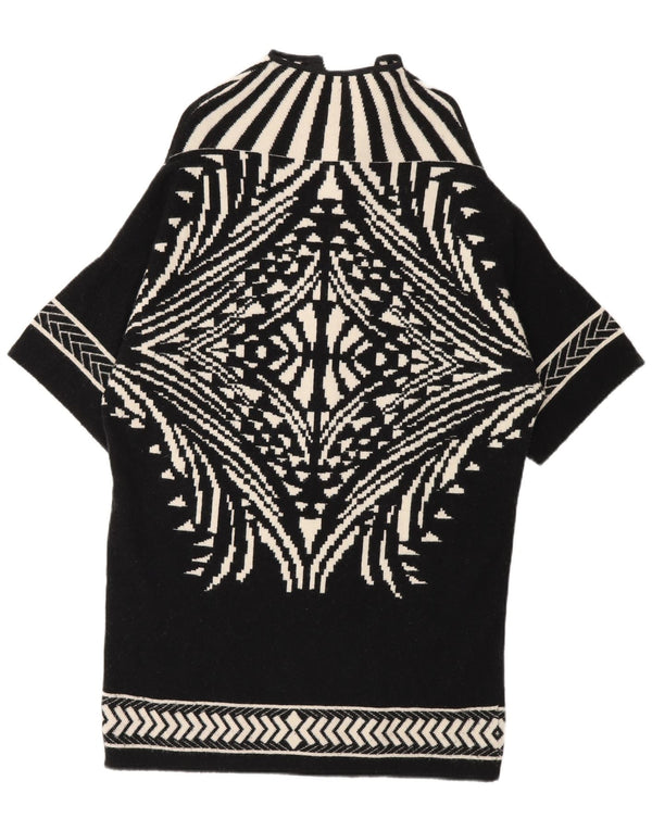 Byblos Womens Longline Cardigan Sweater UK 14 Medium Black Geometric