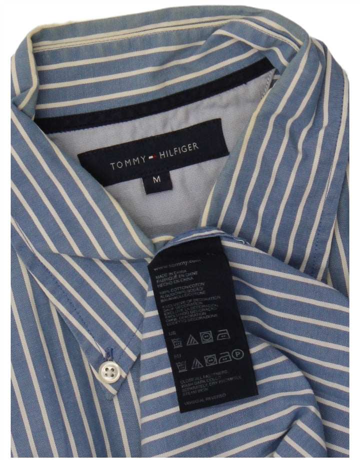 TOMMY HILFIGER Camisa de hombre de algodón a rayas azul medio