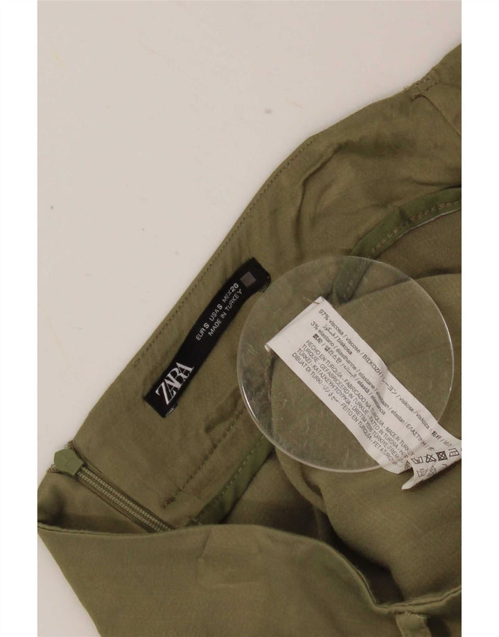 Zara Mujer Mini Falda Cruzada Pequeña W26 Viscosa Caqui
