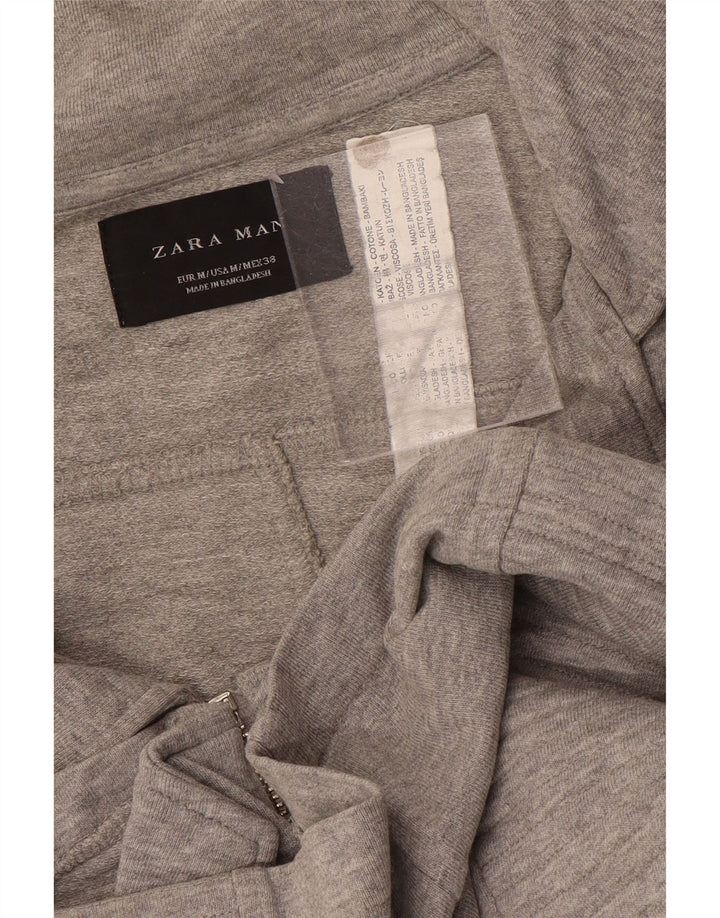 Zara Hombre Chándal Top Chaqueta De Algodón Moteado Gris Medio