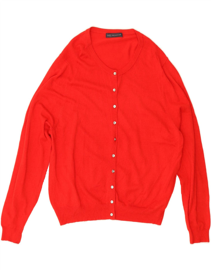 MARKS & SPENCER Womens Cardigan Sweater UK 20 2XL  Red Viscose Vintage Marks & Spencer and Second-Hand Marks & Spencer from Messina Hembry 
