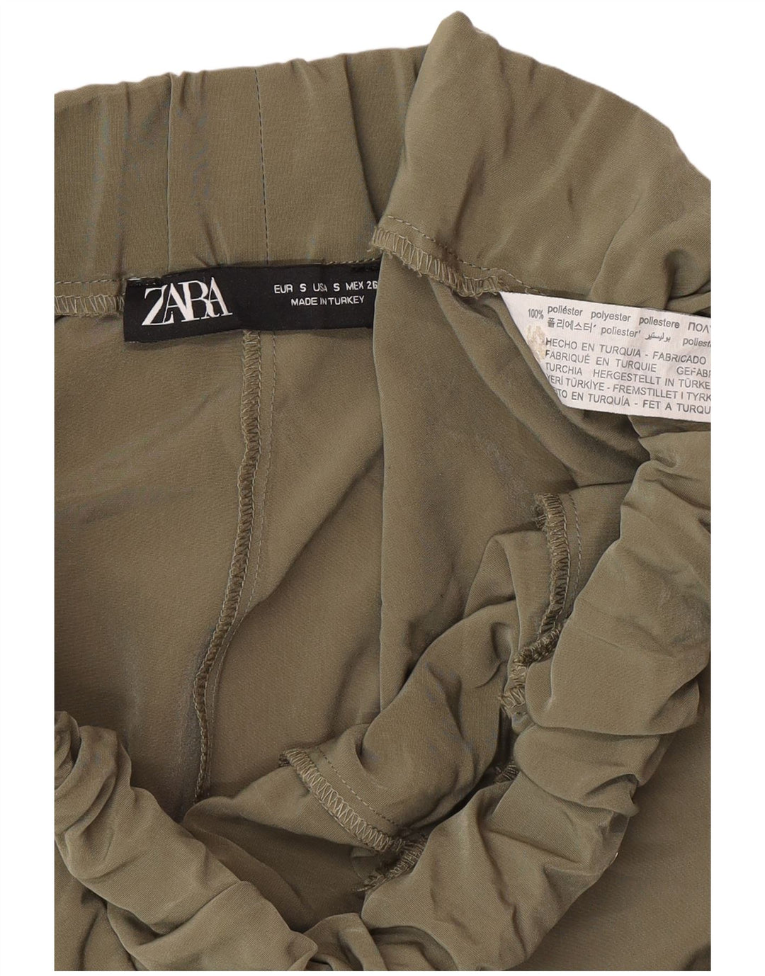 Zara Mujer Joggers Pantalones Cargo Pequeño W28 L27 Poliéster Caqui