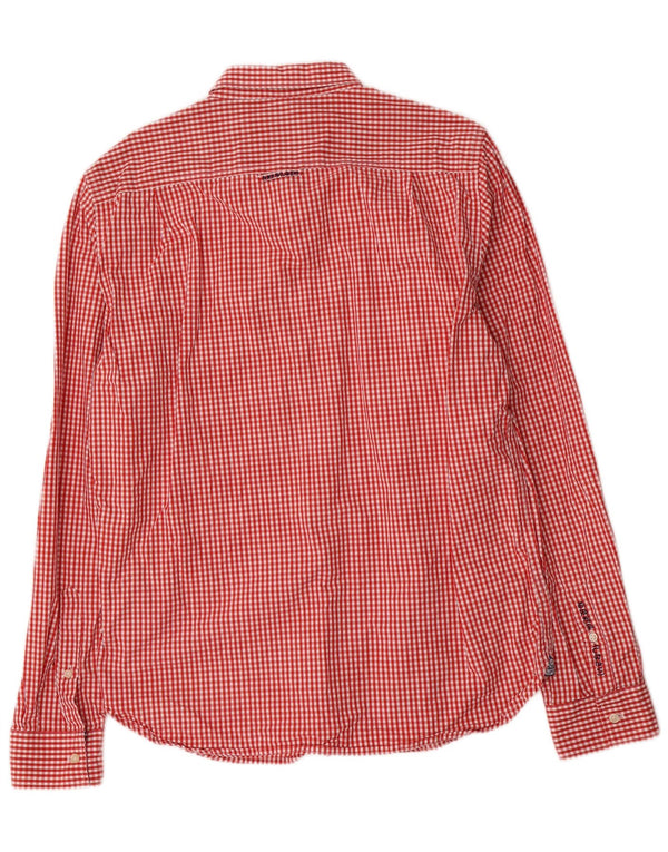 Camisa Superdry Hombre XL Algodón Vichy Rojo