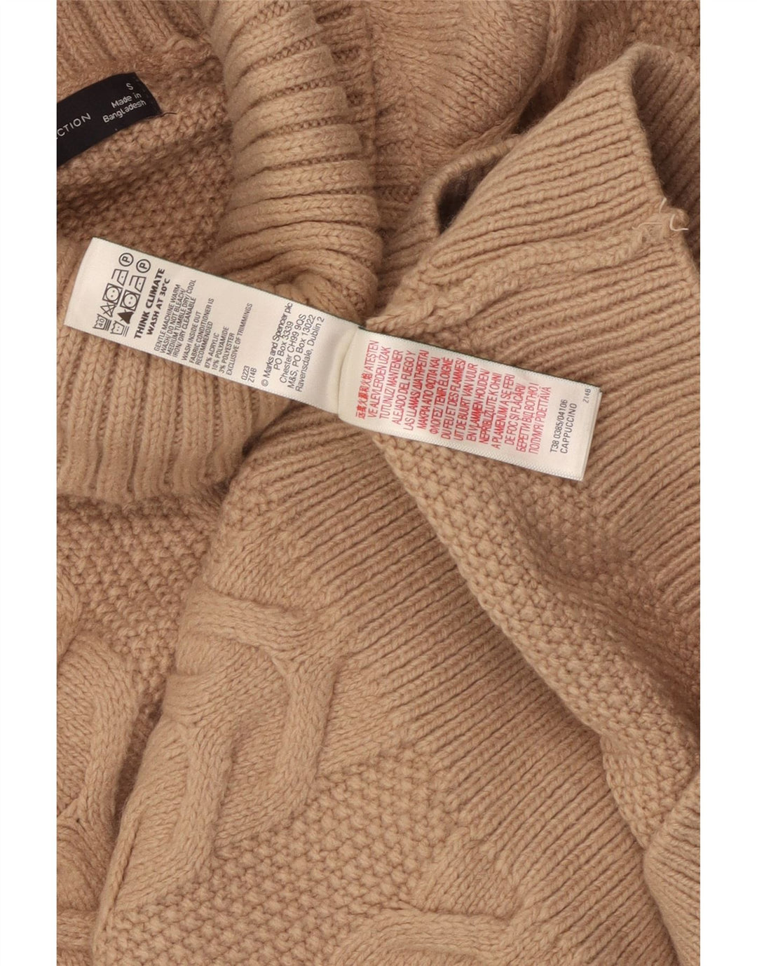 MARKS & SPENCER Suéter tipo jersey con cuello vuelto para mujer UK 10 Small Brown