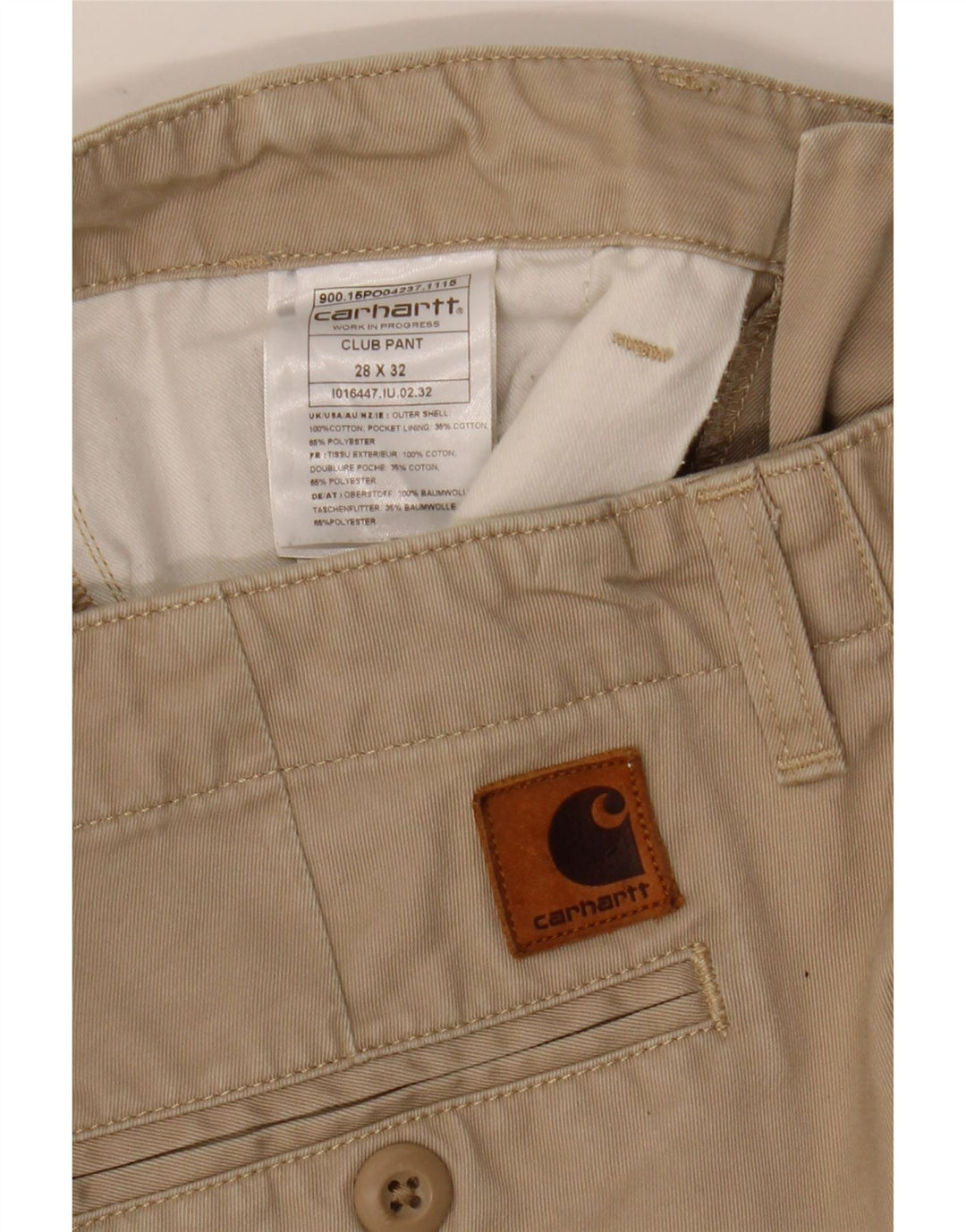Carhartt Mujer Pantalón Chino Slim W28 L32 Algodón Beige