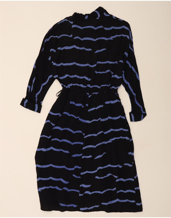 VINTAGE Vestido largo de manga 3/4 para mujer IT 42 Viscosa a rayas negras medianas