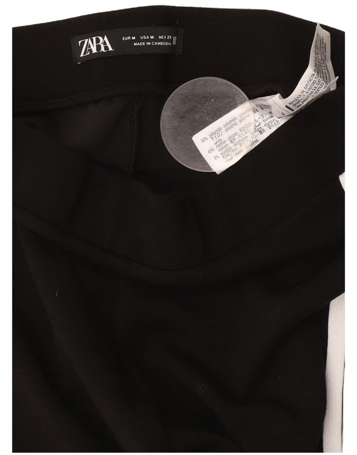 Zara Mujer Pantalón Chándal Flare Mediano Poliamida Negro