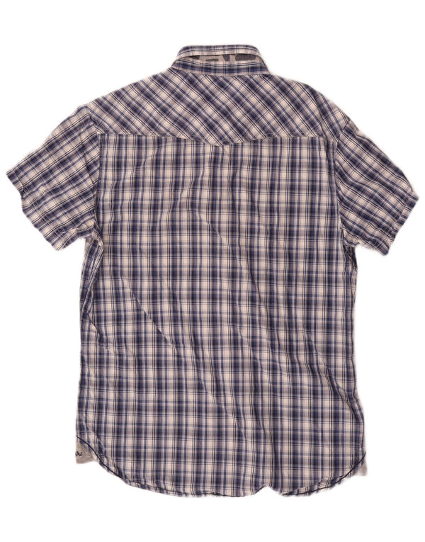 Napapijri Hombre Camisa De Manga Corta Medium Navy Blue Check