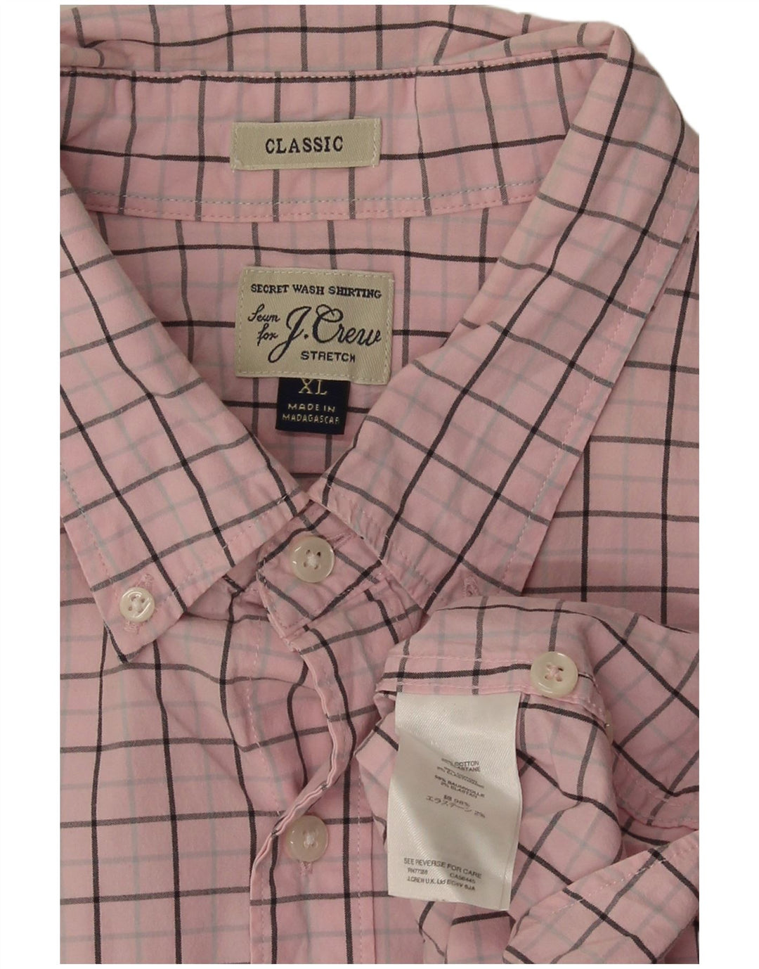 J. Crew Camisa de corte clásico para hombre XL Algodón a cuadros rosa