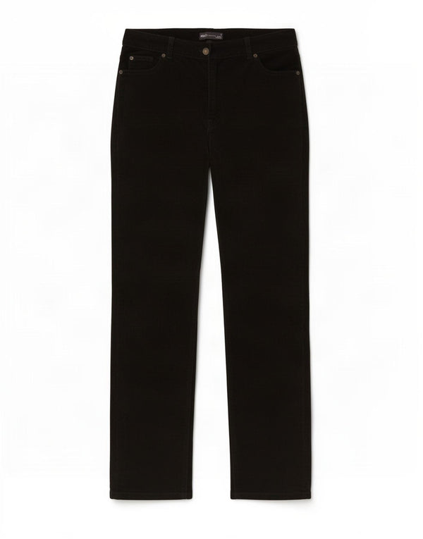Marks & Spencer Pantalones rectos de pana para mujer UK 44 Large W32 L30 Negro