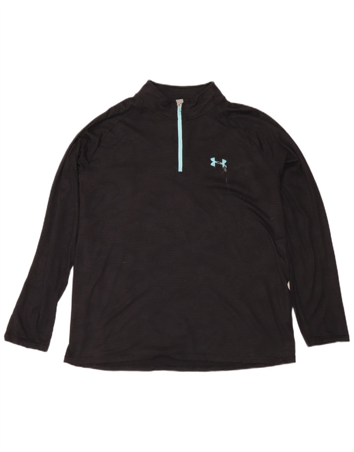 Under Armour Hombre Heat Gear Zip Neck Jersey Chándal Top Grande Negro