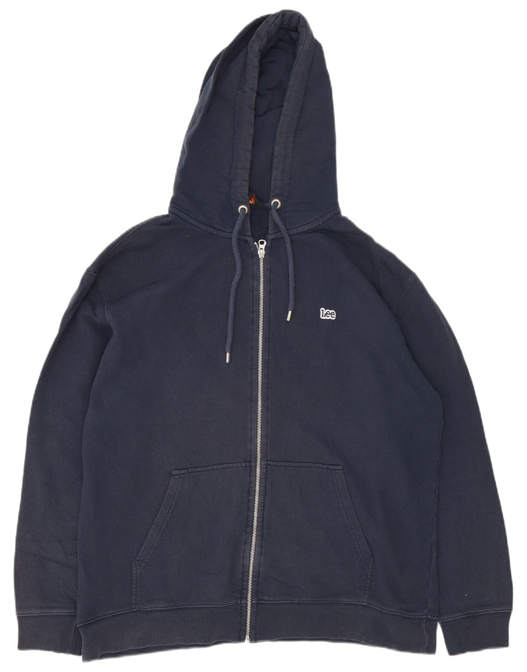 Lee Mens Zip Sudadera con capucha suéter grande azul marino algodón