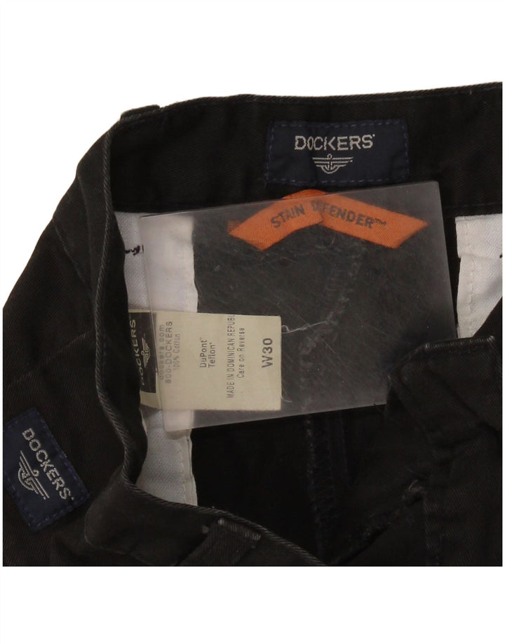 DOCKERS Mens Stain Defender Pegged Chino Shorts W30 Algodón Negro Mediano