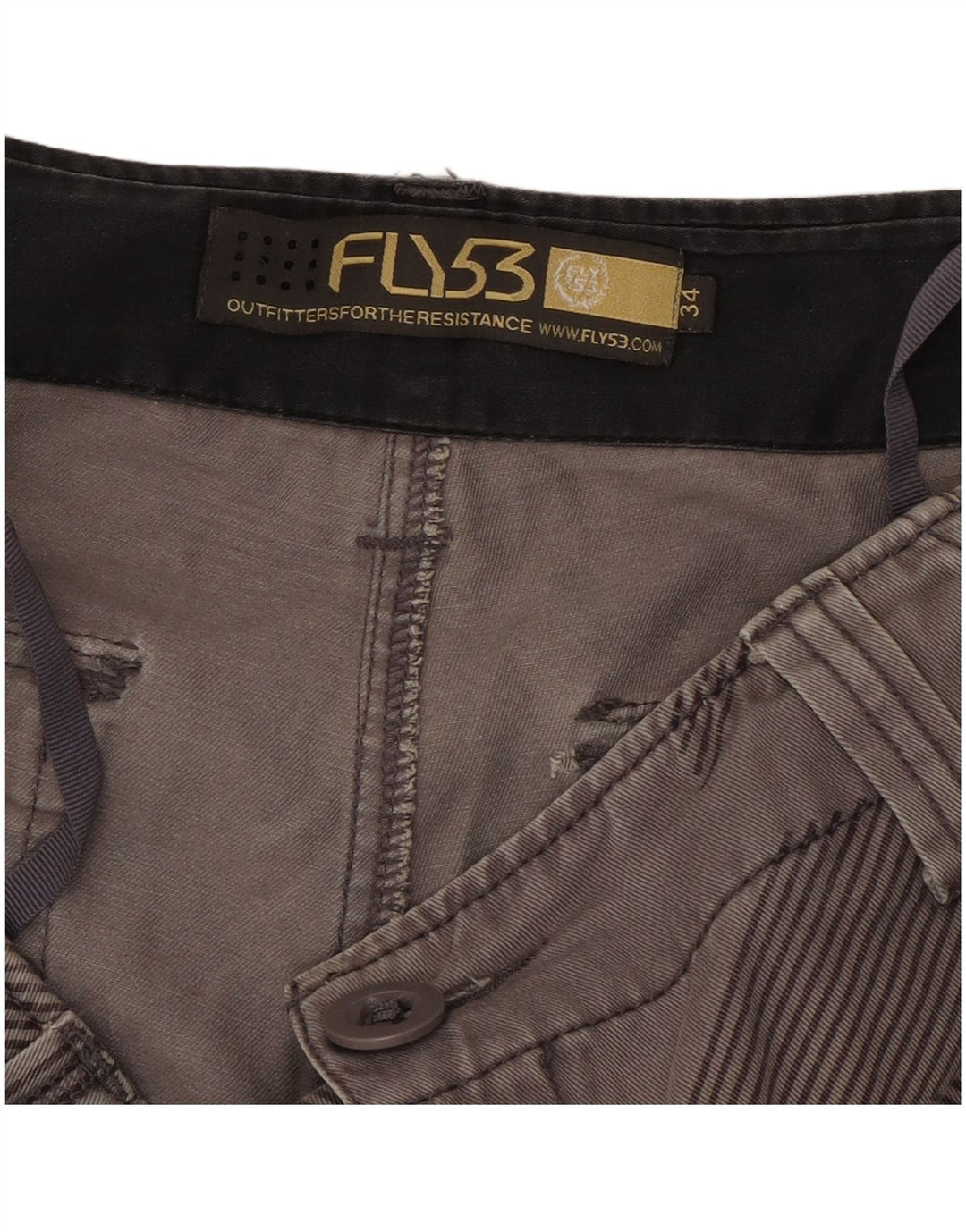 Fly53 Pantalones cortos cargo para hombre W34 Algodón geométrico gris grande