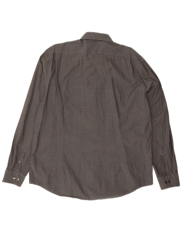 Calvin Klein Camisa Slim Fit para hombre Talla 44 17 1/2 XL Algodón a cuadros gris