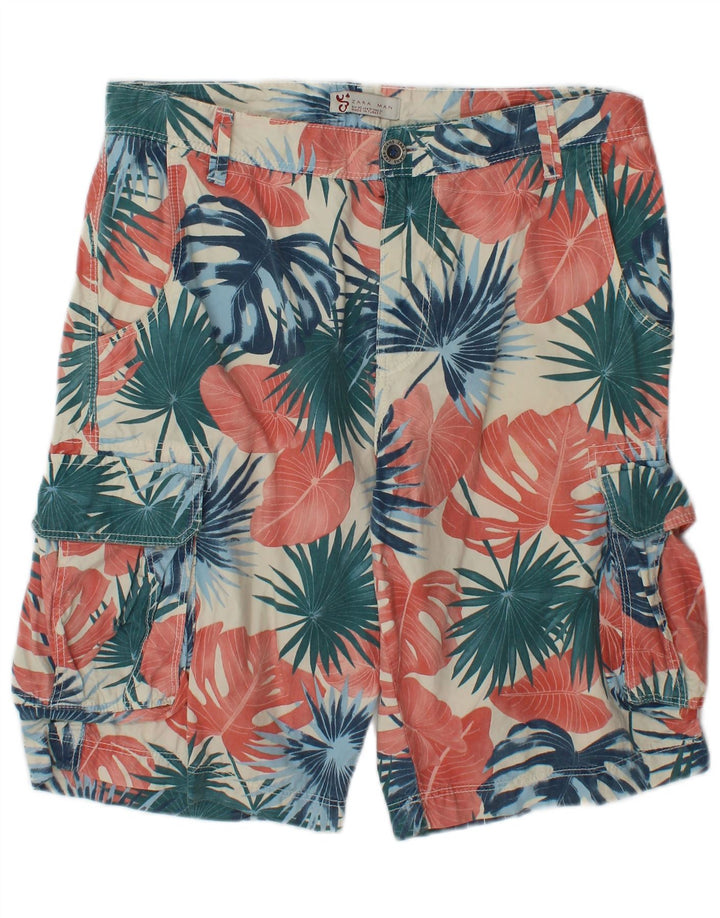 Zara Mens Cargo Shorts EU 40 Medium W31 Algodón floral multicolor