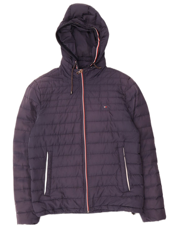 Tommy Hilfiger Chaqueta acolchada con capucha para hombre UK 36 Small Azul marino Poliéster