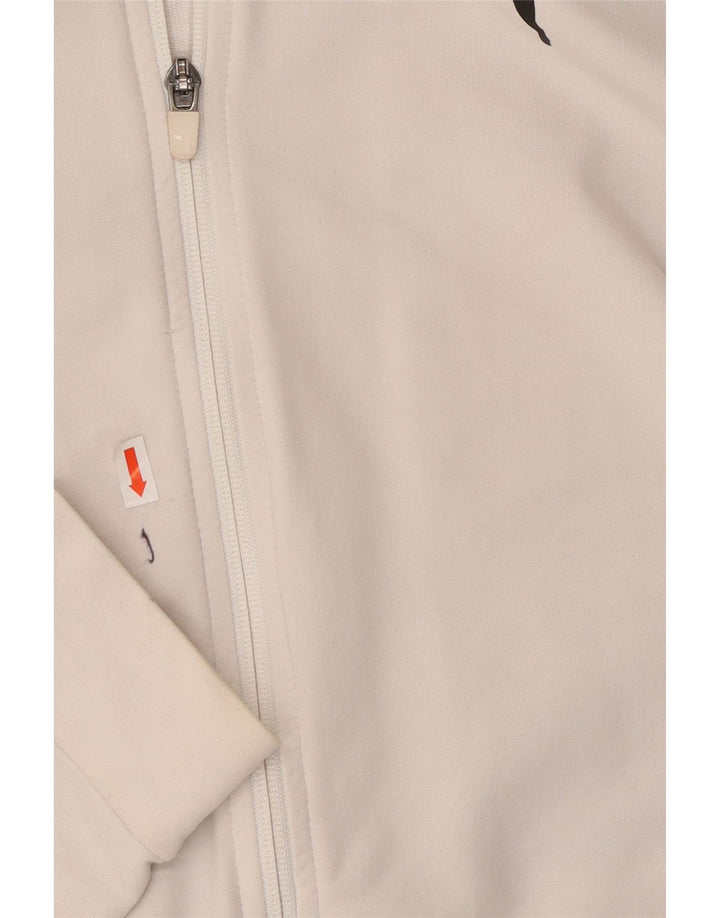PUMA Suéter con capucha y cremallera gráfica para mujer UK 10 Small White Colourblock
