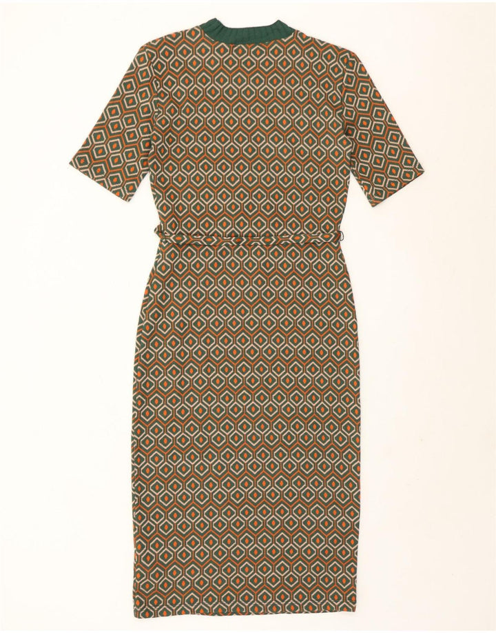 Zara Vestido tubo para mujer UK 40 Poliéster geométrico verde pequeño