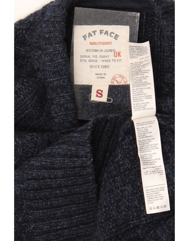 Jersey con cuello barco para hombre de Fat Face, talla pequeña, de lana azul marino