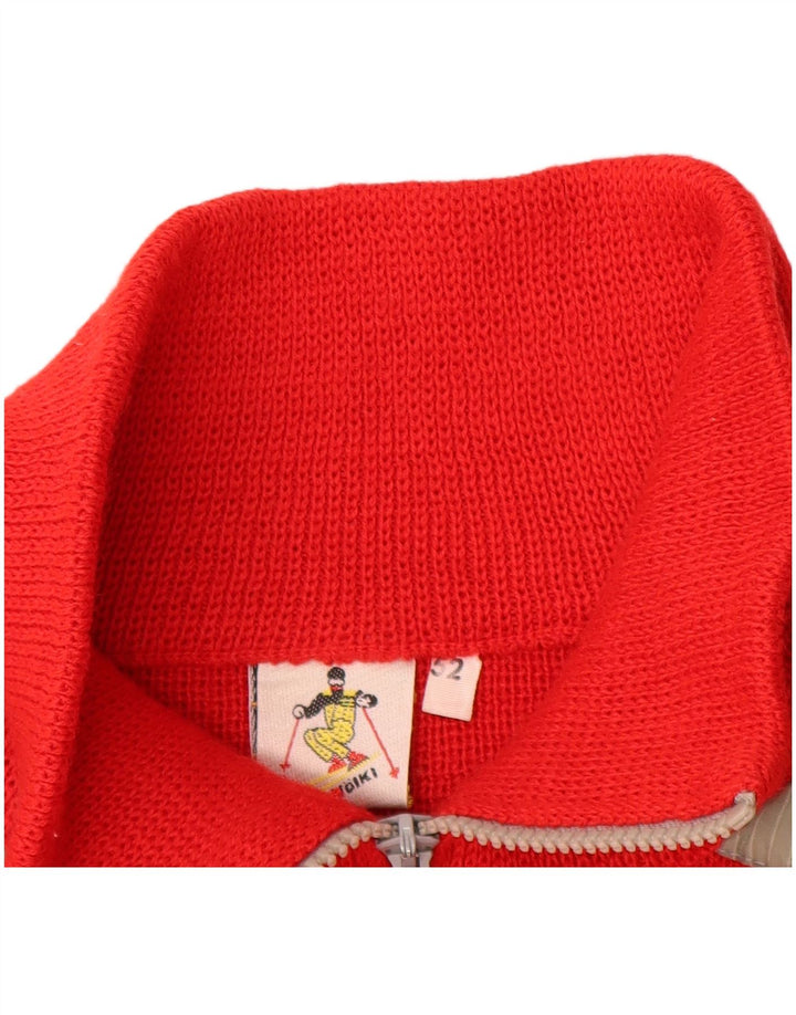 Volkl Jersey De Cuello Con Cremallera Para Hombre IT 52 Large Red Colourblock Lana