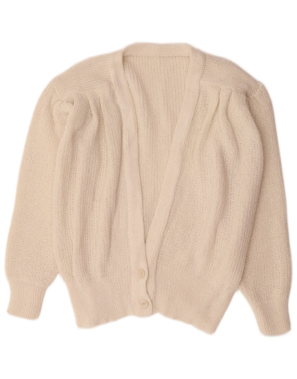 Vintage mujer Cardigan suéter Reino Unido 14 medio blanco