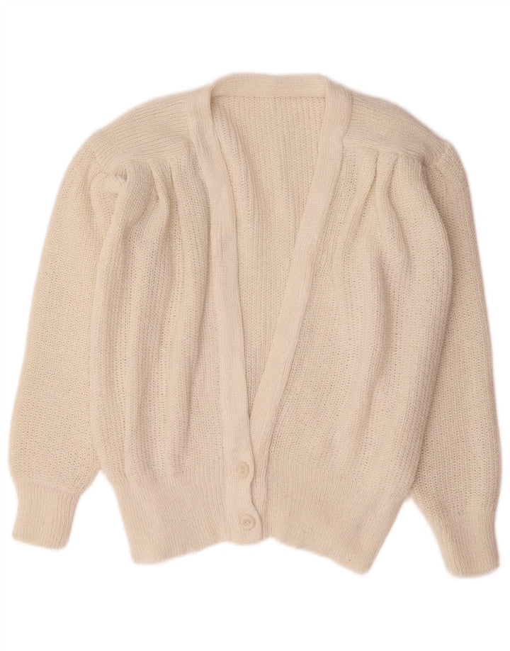 Vintage mujer Cardigan suéter Reino Unido 14 medio blanco