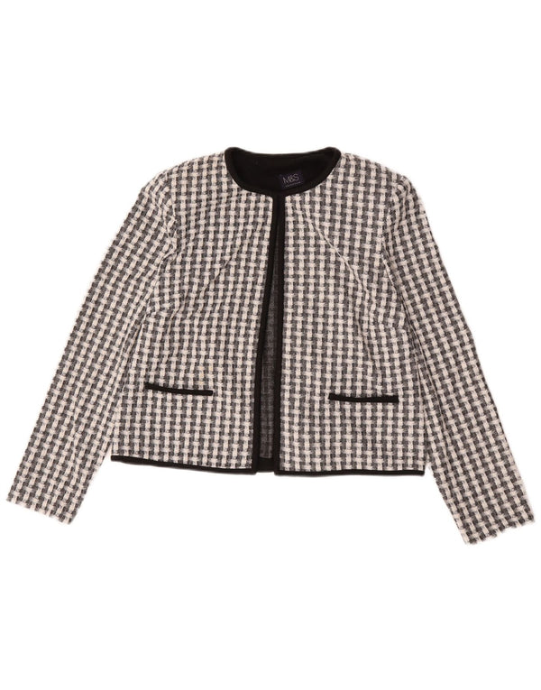 Marks & Spencer Chaqueta Bolero para Mujer UK 40 Mediana Poliéster a Cuadros Negro