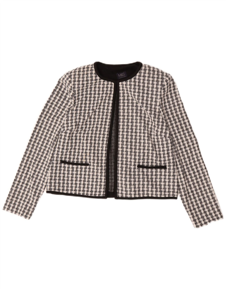 Marks & Spencer Chaqueta Bolero para Mujer UK 40 Mediana Poliéster a Cuadros Negro