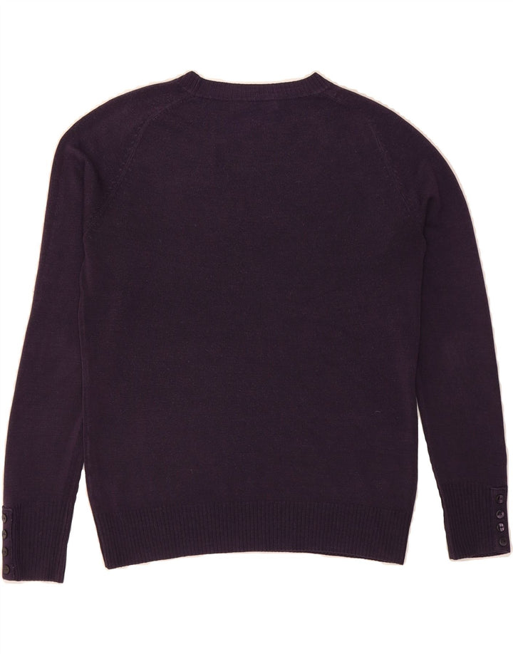 MARKS & SPENCER Womens Boat Neck Jumper Sweater UK 14 Medium Purple Vintage Marks & Spencer and Second-Hand Marks & Spencer from Messina Hembry 