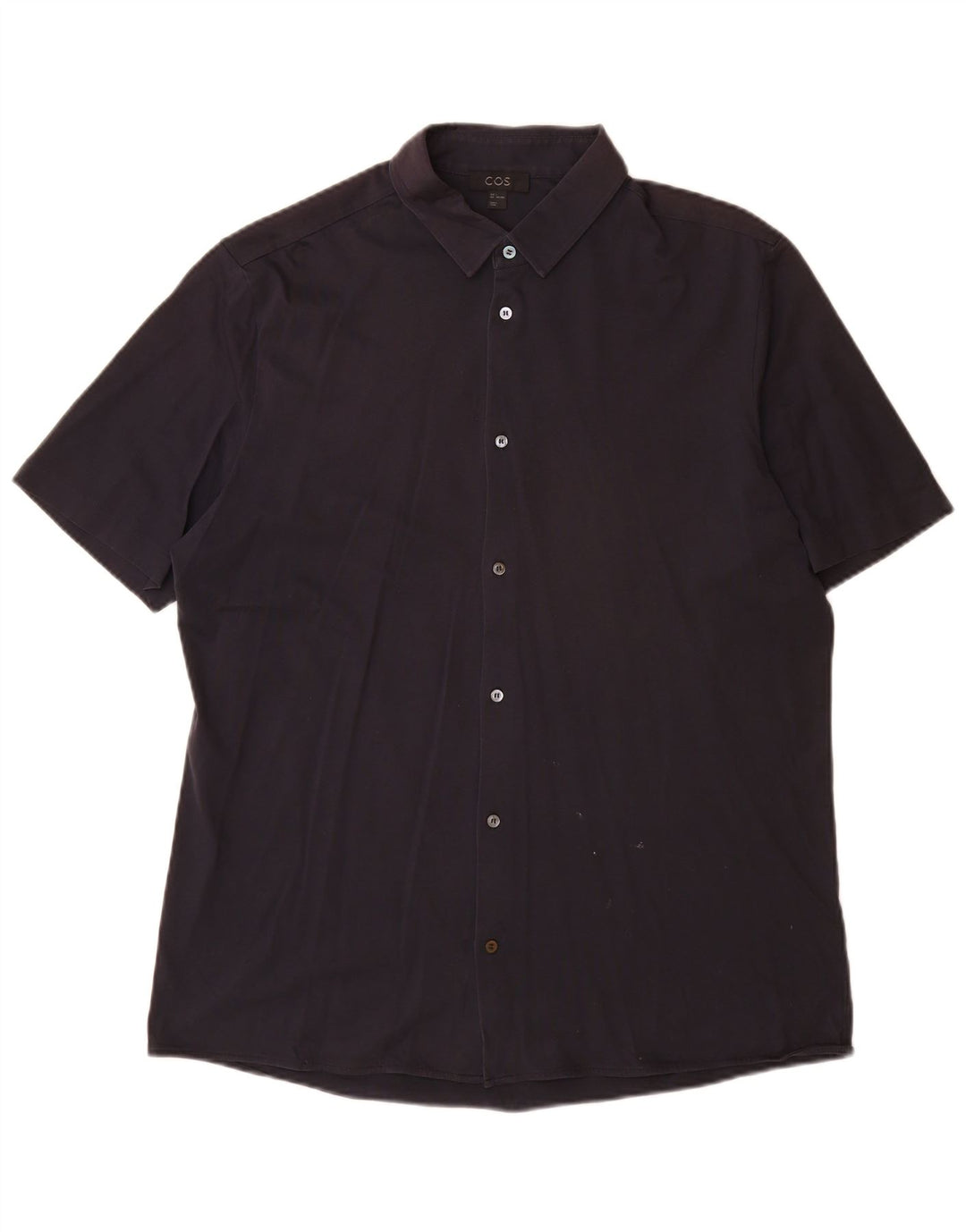 Cos Camisa de manga corta para hombre de algodón azul marino grande
