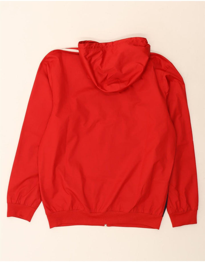 Adidas - Chaqueta de chándal con capucha para hombre, color rojo medio, poliéster color block