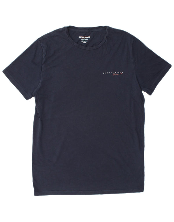 JACK & JONES Hombre Regular Fit Camiseta Top Grande Azul Marino Algodón