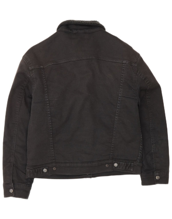 Levi's Womens Denim Sherpa Jacket UK 10 Small Black Cotton