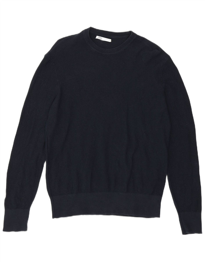 Zara Hombre Jersey De Cuello Redondo Jersey Pequeño Azul Marino