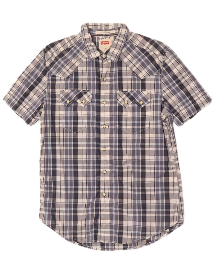 Levi's Camisa Slim Fit De Manga Corta De Algodón A Cuadros Azul Medio