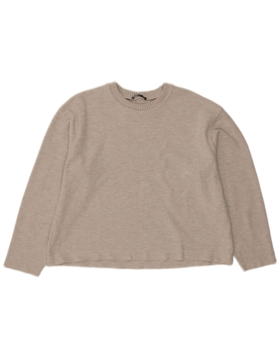 Zara Mujer Crop Blusa Top UK 46 Grande Poliéster Beige