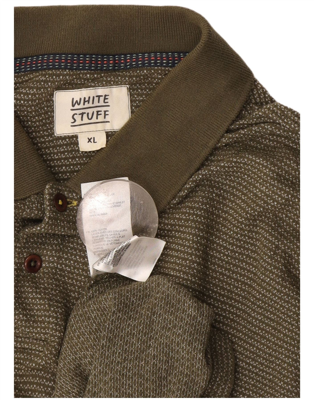 Polo para hombre White Stuff XL de algodón a rayas caqui